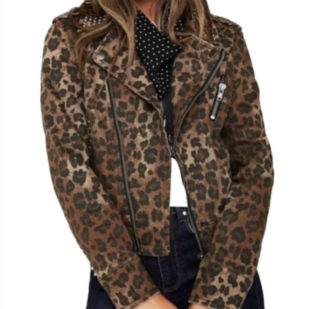 New Women’s AFRM Studded Leopard Print Jacket Size XL